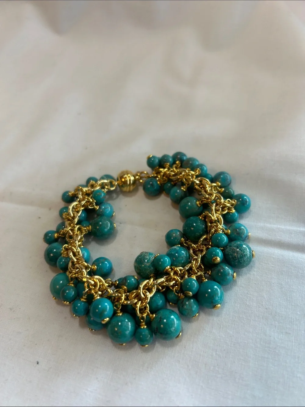QVC Gold-Tone Bracelet with Turquoise Bead Drops - Picture 1 of 1